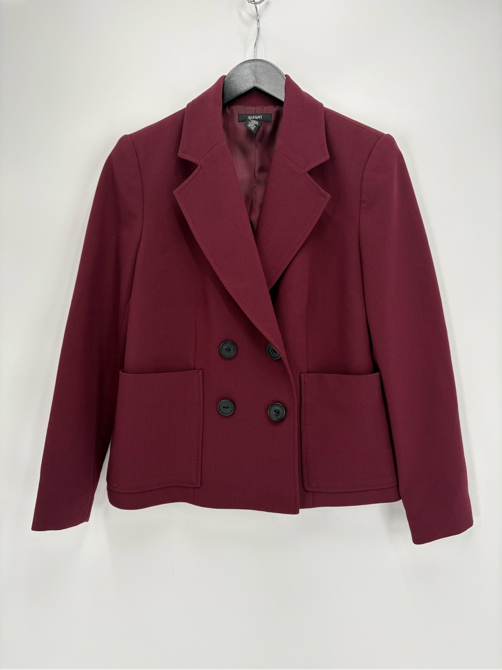 🍩 Alfani Double-Breasted Burgundy boxy Blazer